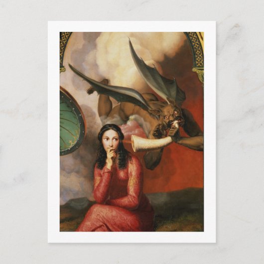Gut und Böse: Der Teufel versucht eine junge Frau, Postkarte (Vorderseite)