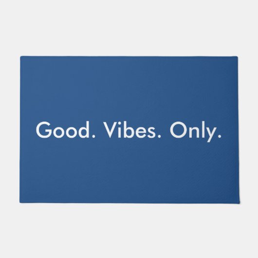 Gut. Vibes. Nur. Weiß und blau, individuell einste Fußmatte (Vorderseite)