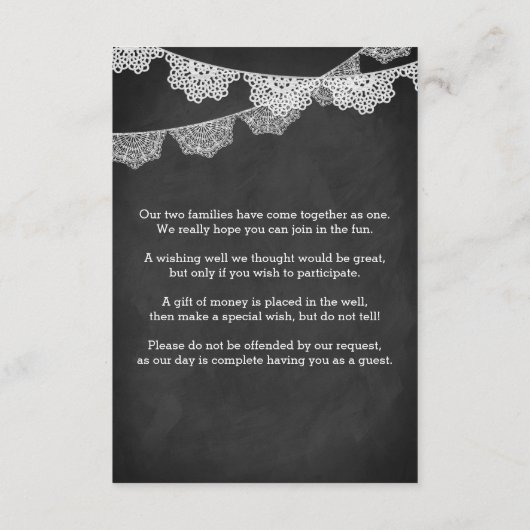 Gut wünschen | Mason Jar, Lace, Burlap, Chalkboard Begleitkarte (Rückseite)