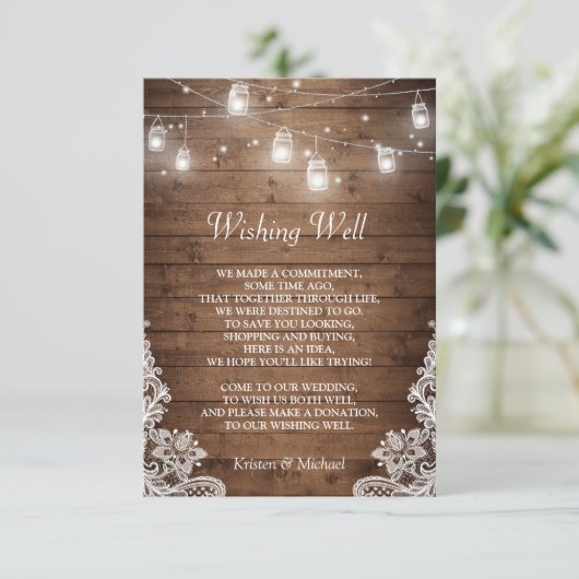 Gut wünschen | Rustikaler Holzmason Jar Lights Lac Begleitkarte (Stehend Vorderseite)