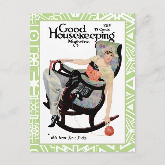 "GUT ZU SEIN, PICKY ZU STRICKEN" MODEMÄDCHEN POSTKARTE (Vorderseite)