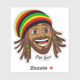 Gutaussehender jamaikanischer Rasta-Mann One Love Aufkleber