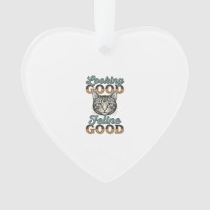 Gutaussehendes Katzen-Design im Vintage-Stil_1 Ornament