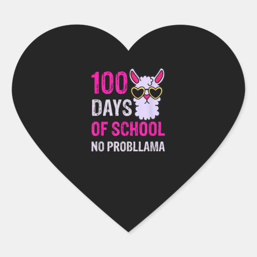 Gute 100. Schultage No Probllama Herz-Aufkleber (Vorderseite)