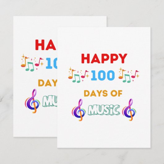 Gute 100 Tage Musik Begleitkarte (Vorne/Hinten)