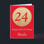 Gute 24. Geburtstagskarte Rot und Gold Glitzer Car Karte<br><div class="desc">Gute 24. Geburtstagskarte Rot und Gold Glitzer Card mit personalisiertem Namen.Für weitere Anpassungen klicken Sie bitte auf die Schaltfläche "Anpassen" und verwenden Sie unser Designwerkzeug,  um diese Vorlage zu ändern.</div>