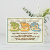 Gute alte GRILLEN Land-Art-Party Einladung (Stehend Vorderseite)