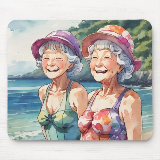 Gute alte Ladys am Strand Mousepad (Vorne)