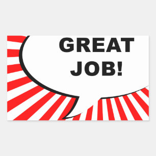 Gute Arbeit! Comic-Blase Rechteckiger Aufkleber