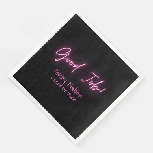 Gute Arbeit! Neon Pink Modern Graduation Party Serviette (Ecke)