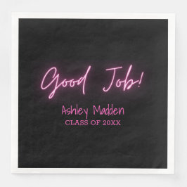 Gute Arbeit! Neon Pink Modern Graduation Party Serviette