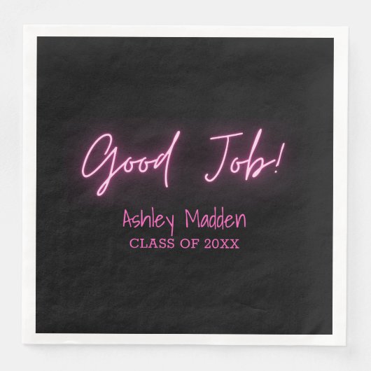 Gute Arbeit! Neon Pink Modern Graduation Party Serviette (Vorderseite)