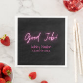 Gute Arbeit! Neon Pink Modern Graduation Party Serviette (Beispiel)