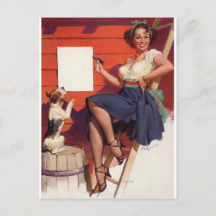 Gute Arbeit Pin Up Postkarte