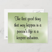 Gute Arbeiten des Hospice Volunteer Postkarte (Vorne/Hinten)