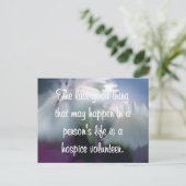 Gute Arbeiten des Hospice Volunteer Postkarte (Stehend Vorderseite)