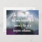 Gute Arbeiten des Hospice Volunteer Postkarte (Vorne/Hinten)