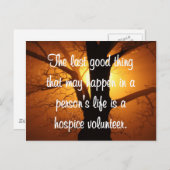 Gute Arbeiten des Hospice Volunteer Postkarte (Vorne/Hinten)