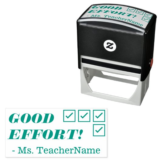 "GUTE BEMÜHUNG!" + Lehrer Name Kautschuk Briefmark Permastempel (Beispiel)