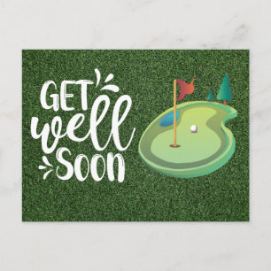 Gute Besserung Golfer mit zwei Golfplatz  Postkarte