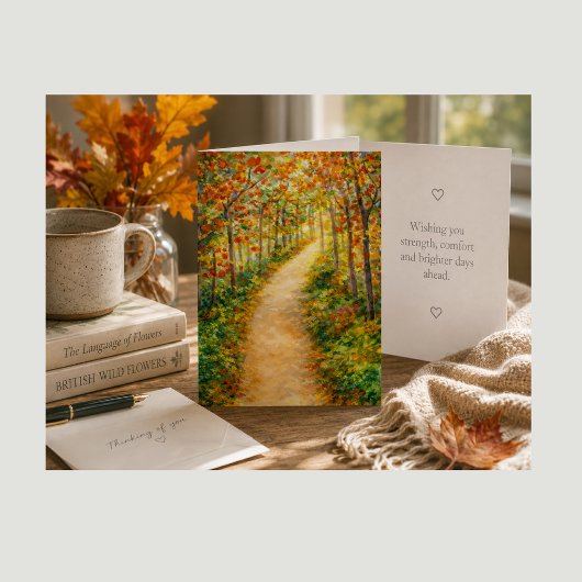 Gute Besserung Karte Herbstwaldweg