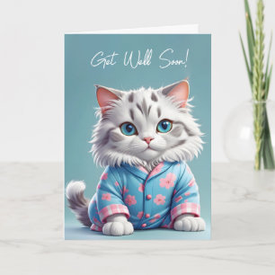 Gute Besserung Katze in Pyjama Karte