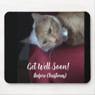 Gute Besserung, Katzenfoto Humor Text, Anpassen Mousepad
