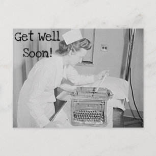 Gute Besserung Krankenschwester & Vintage Schreibm Postkarte