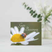 Gute Besserung mit Glücks-Marienkäfer Postkarte (Stehend Vorderseite)