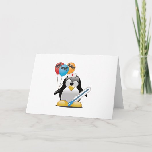 Gute Besserung. Pinguin-Krankenschwester. Karte (Vorderseite)