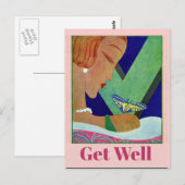 Gute Besserung Schmetterling, Vintage Postkarte (Vorne/Hinten)