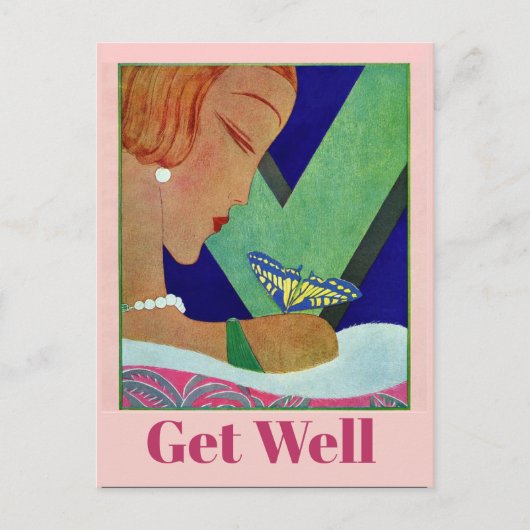 Gute Besserung Schmetterling, Vintage Postkarte (Vorderseite)