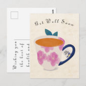Gute Besserung Teetasse Postkarte (Vorne/Hinten)