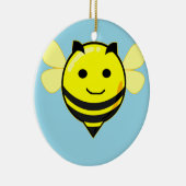 Gute Biene auf blau Keramik Ornament (Rechts)