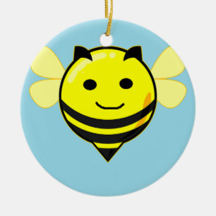 Gute Biene auf blau Keramik Ornament
