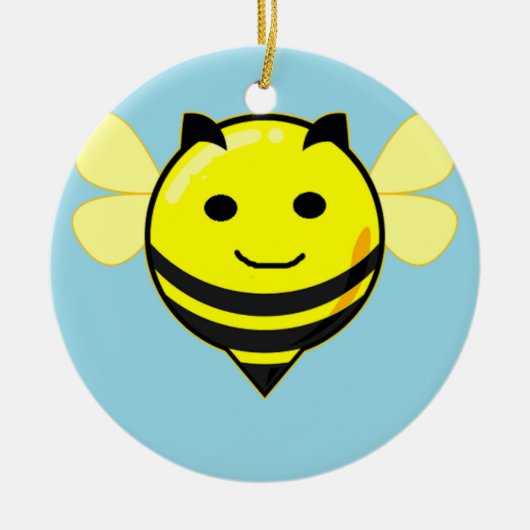 Gute Biene auf blau Keramik Ornament (Vorne)