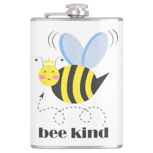 Gute Bienenprinzessin mit Krone und Slogan Bee Kin Flachmann