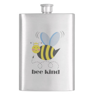 Gute Bienenprinzessin mit Krone und Slogan Bee Kin Flachmann