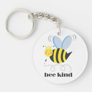 Gute Bienenprinzessin mit Krone und Slogan Bee Kin Schlüsselanhänger