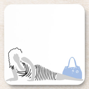 Gute Dicke - Frau in schwarz gestreiftem Kleid Untersetzer