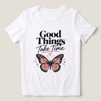 Gute Dinge Brauchen Zeit Pinker Schmetterling Insp Tri-Blend Shirt
