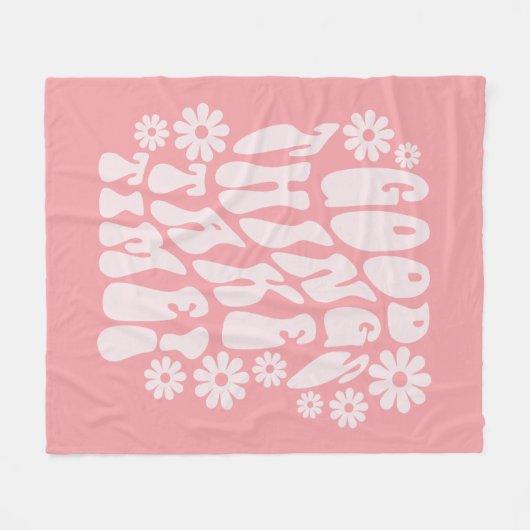 Gute Dinge brauchen Zeit Retro-Blume Fleecedecke (Vorderseite (Horizontal))