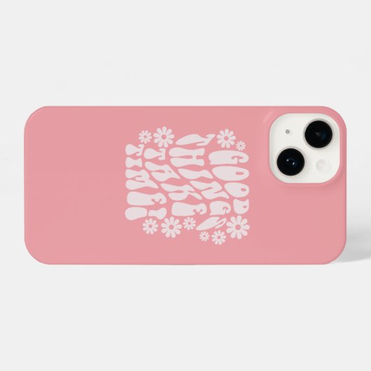 Gute Dinge brauchen Zeit Retro-Blume iPhone Hülle (Rückseite (Horizontal))