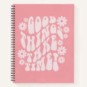 Gute Dinge brauchen Zeit Retro-Blume Notizblock