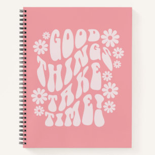 Gute Dinge brauchen Zeit Retro-Blume Notizblock