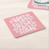 Gute Dinge brauchen Zeit Retro-Blume Rechteckiger Pappuntersetzer (angewinkelt)