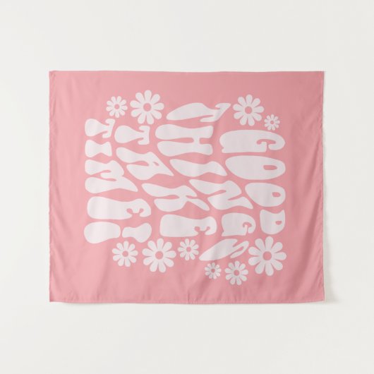 Gute Dinge brauchen Zeit Retro-Blume Wandteppich (Vorderseite (Horizontal))