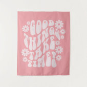 Gute Dinge brauchen Zeit Retro-Blume Wandteppich (Vorderseite)