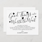 Gute Dinge, die eine Verzögerung beim Hochzeitsauf Ankündigung (Vorne/Hinten)