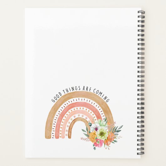 Gute Dinge kommen, boho Regenbogen Planer (Rückseite)